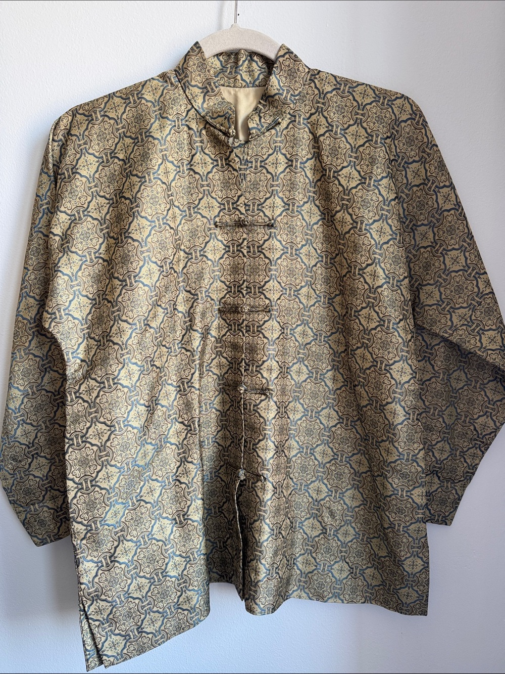 Vintage Silk Jacquard Brocade Mandarin Collar Jacket
